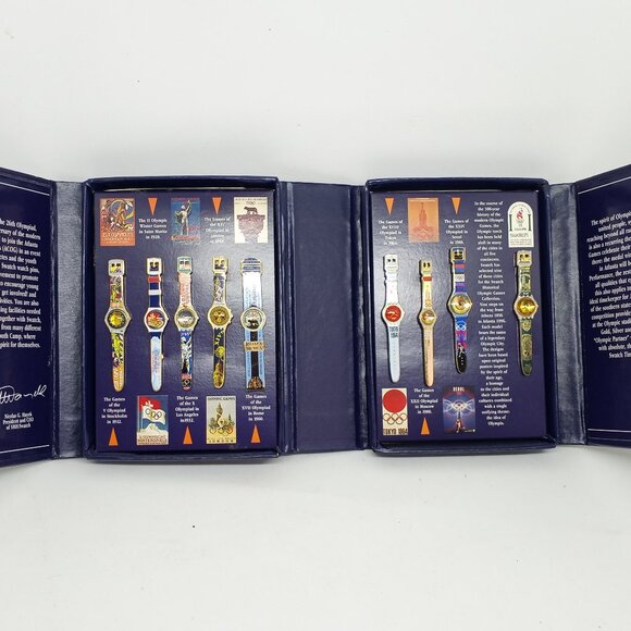 LIMITED EDITION Swatch Olympic Games 1996 Collection 9 Lapel Pin Set NEW+SEALED